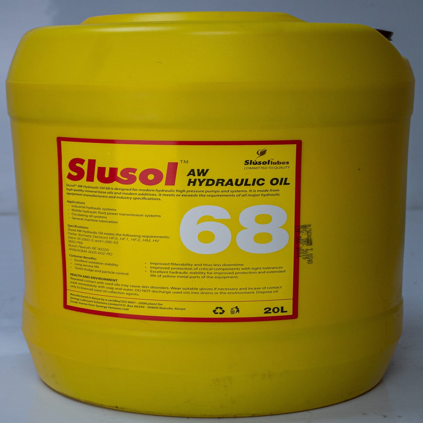SLUSOL HYDRAULIC OIL AW 32, 46, 68